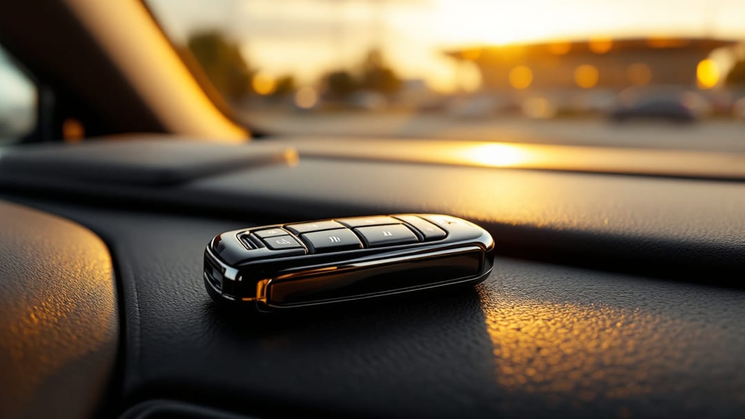 Cadillac Escalade proximity smart key and locksmith programming tool in an Arlington TX parking lot