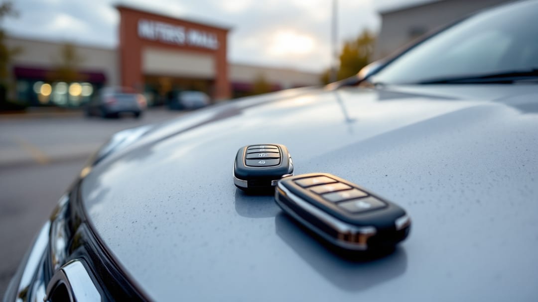 Nissan Altima key replacement in Arlington TX with a cut transponder key and an Intelligent Key fob on the hood